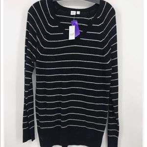 Gap Black and white stripe Tunic Sweater Long Sleeve V Neck Pullover M